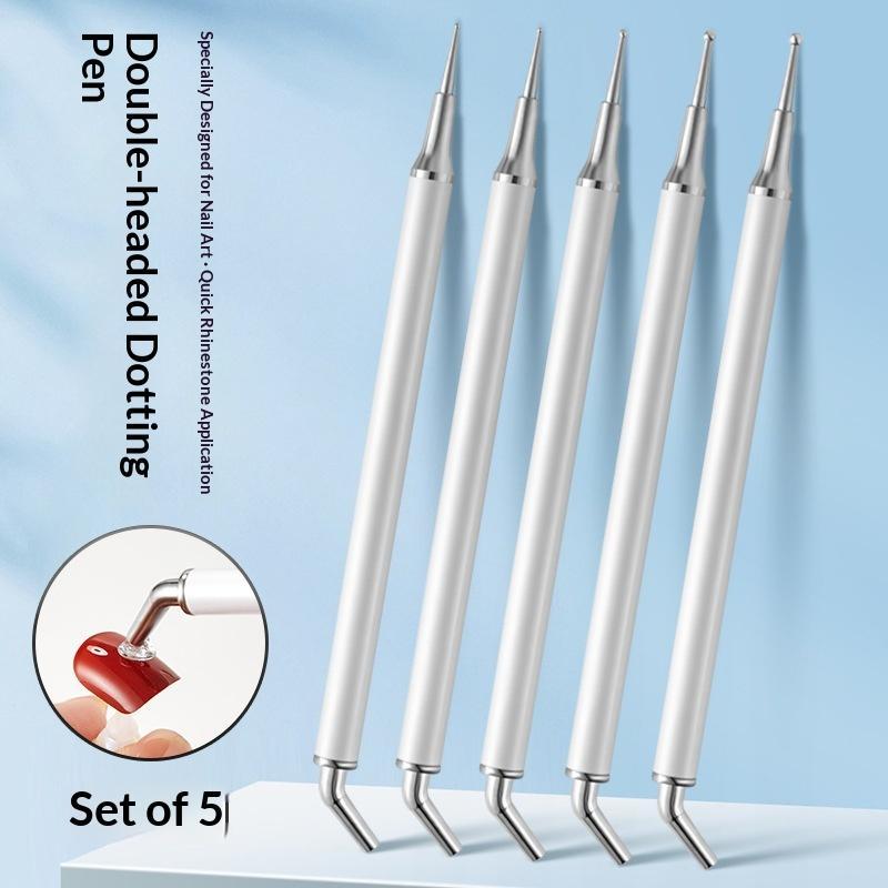 Rhinestone Nail Gem - 5Pcs Dual-ended Rhinestone Gems Picker Pen
