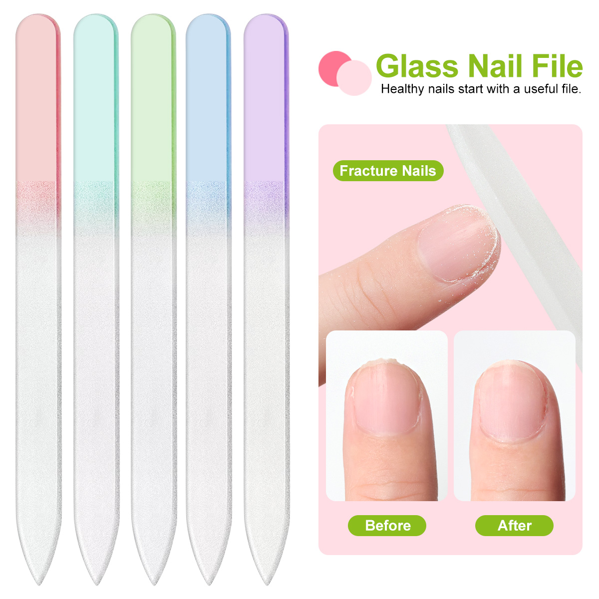 Nail Art Glossy - Color Nano Glass Nail File Transparent