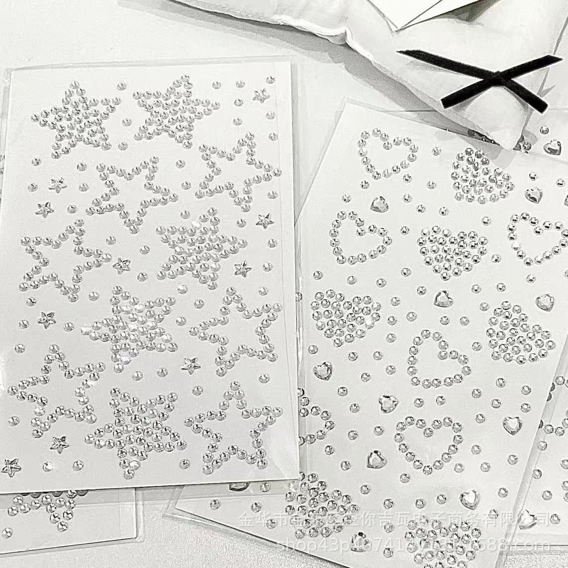 Rhinestone Nail Gem - Silver Star Heart Rhinestone Stickers Flatback