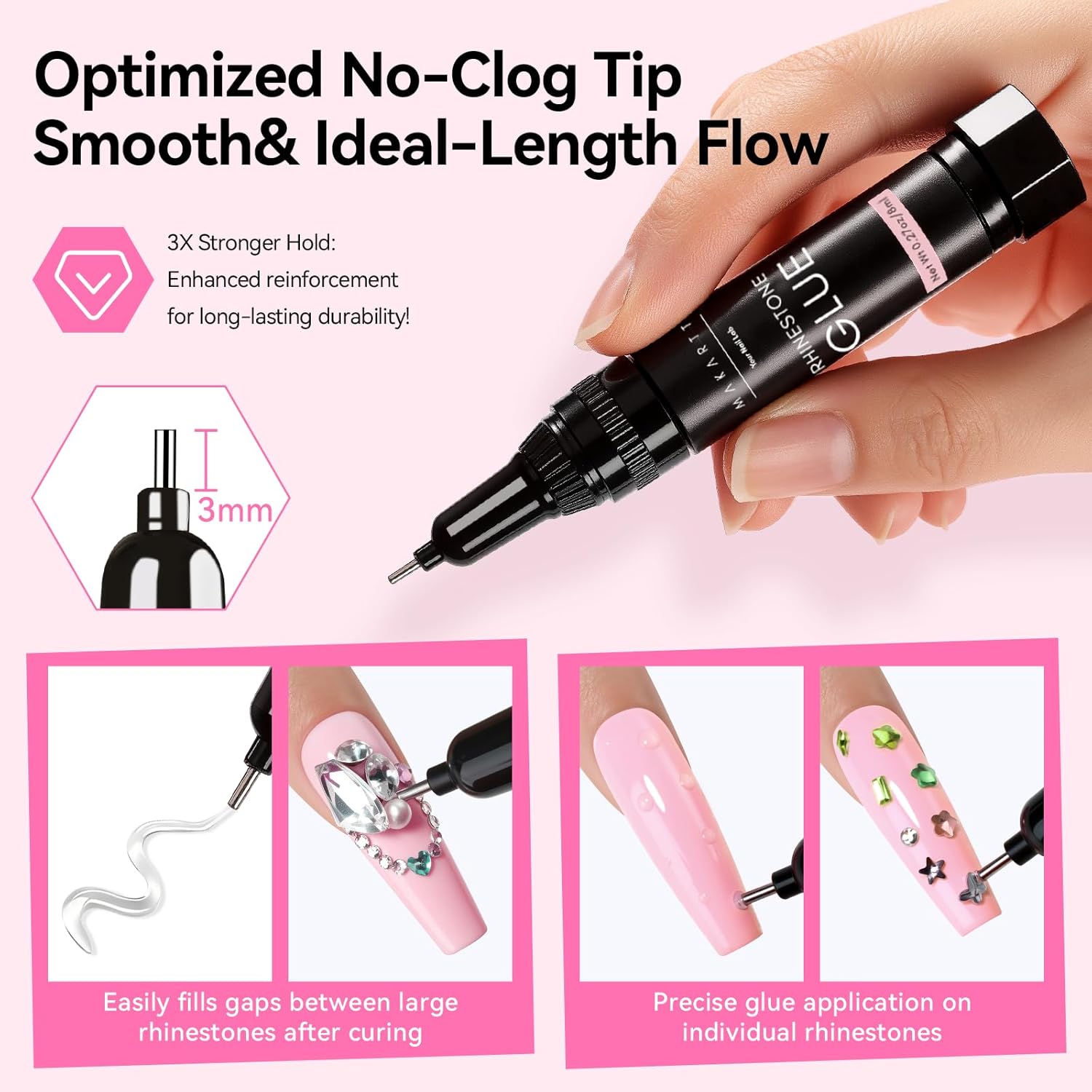 Rhinestone Nail Gem - 4Pcs Makartt Nail Rhinestone Glue for