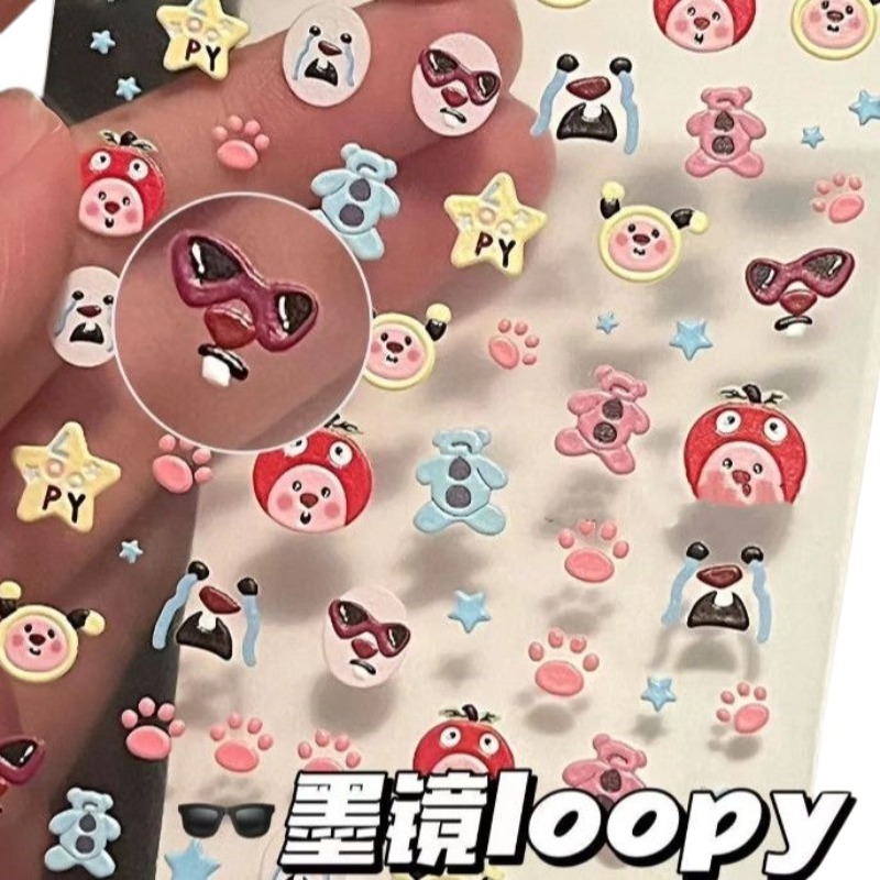 Loopy 3D embossed sticker, tra - Nail Art Nail Art 评论和价格