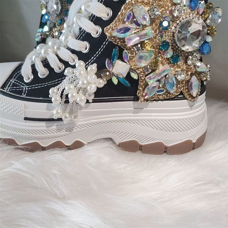 Thick sole high top nailed bea - Rhinestone Nail Gem 评论和价格