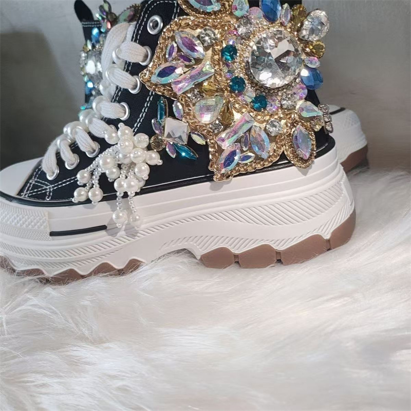 Thick sole high top nailed bea - Rhinestone Nail Gem 评论和价格