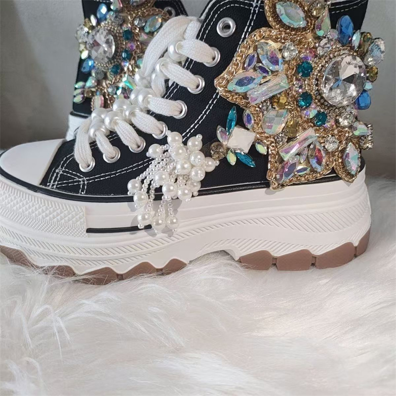 Thick sole high top nailed bea - Rhinestone Nail Gem 评论和价格