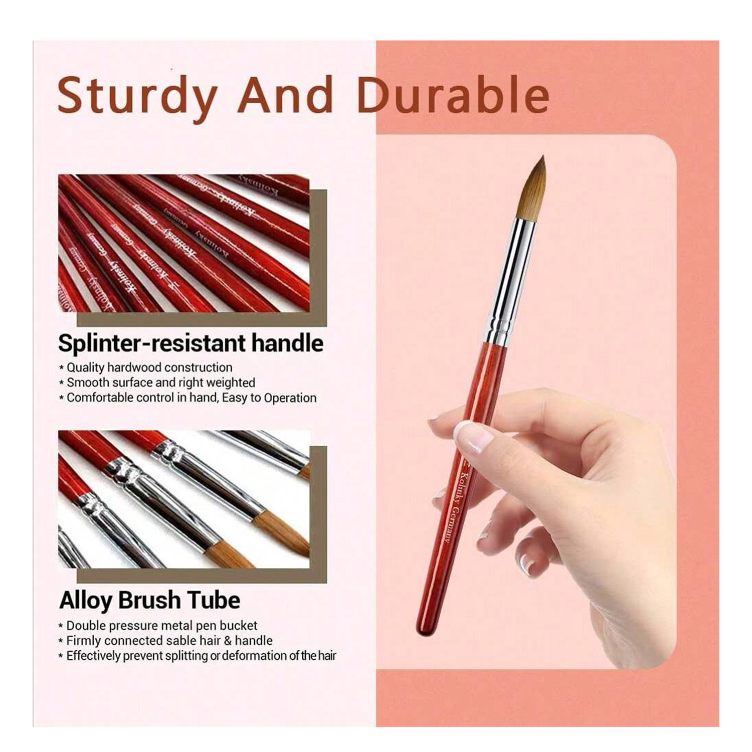 3PCS Kolinsky Mahogany Stem Ac - Nail Art Mahogany 评论和价格