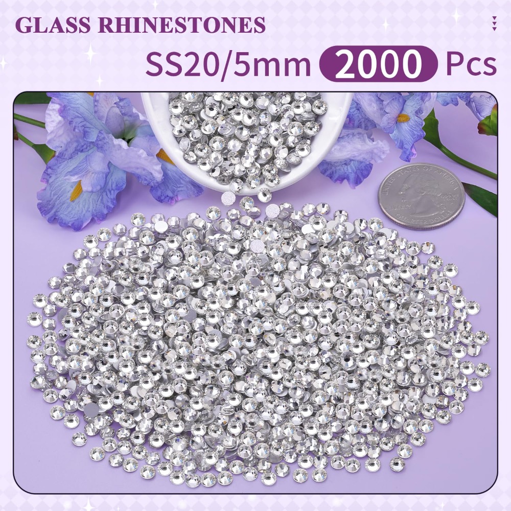 2000PCS Clear SS20 5mm Flatbac - Rhinestone Nail Gem 评论和价格