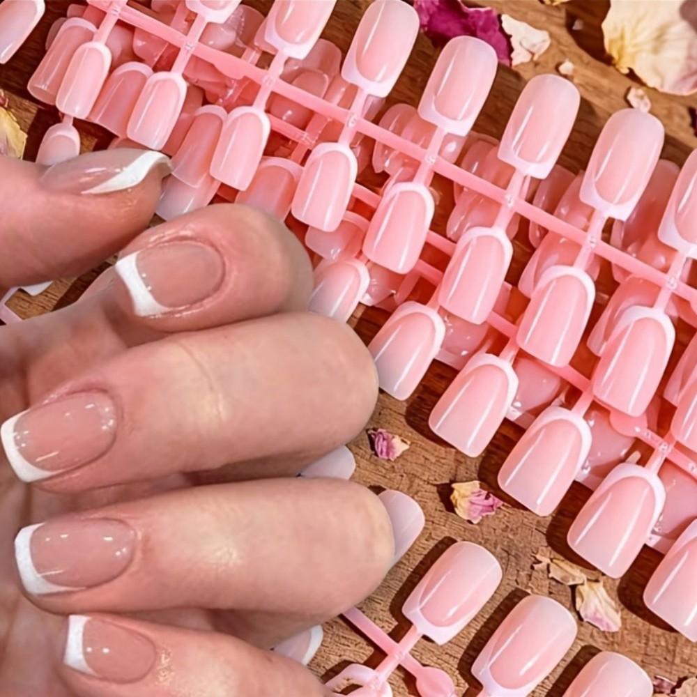 120PCS Short Square French Tip - Nail Art Glossy 评论和价格
