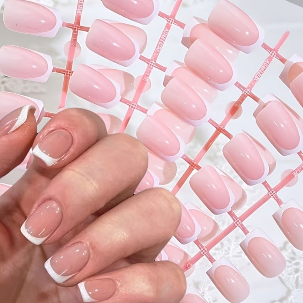 120PCS Short Square French Tip - Nail Art Glossy 评论和价格