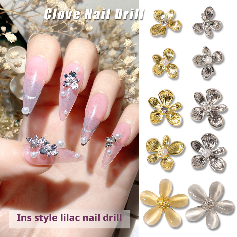 10Pcs Y2K Lilac Flower 3D Nail - Nail Art Lilac 评论和价格