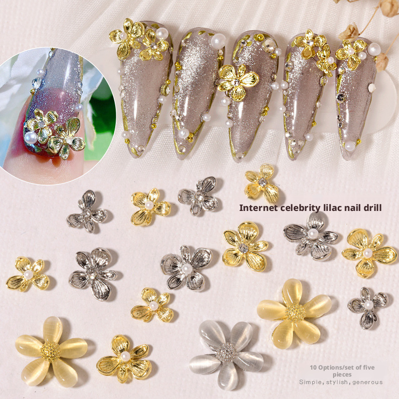 10Pcs Y2K Lilac Flower 3D Nail - Nail Art Lilac 评论和价格