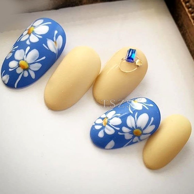 TSZS 200pcs Short Medium Oval  - Nail Art Navy 评论和价格
