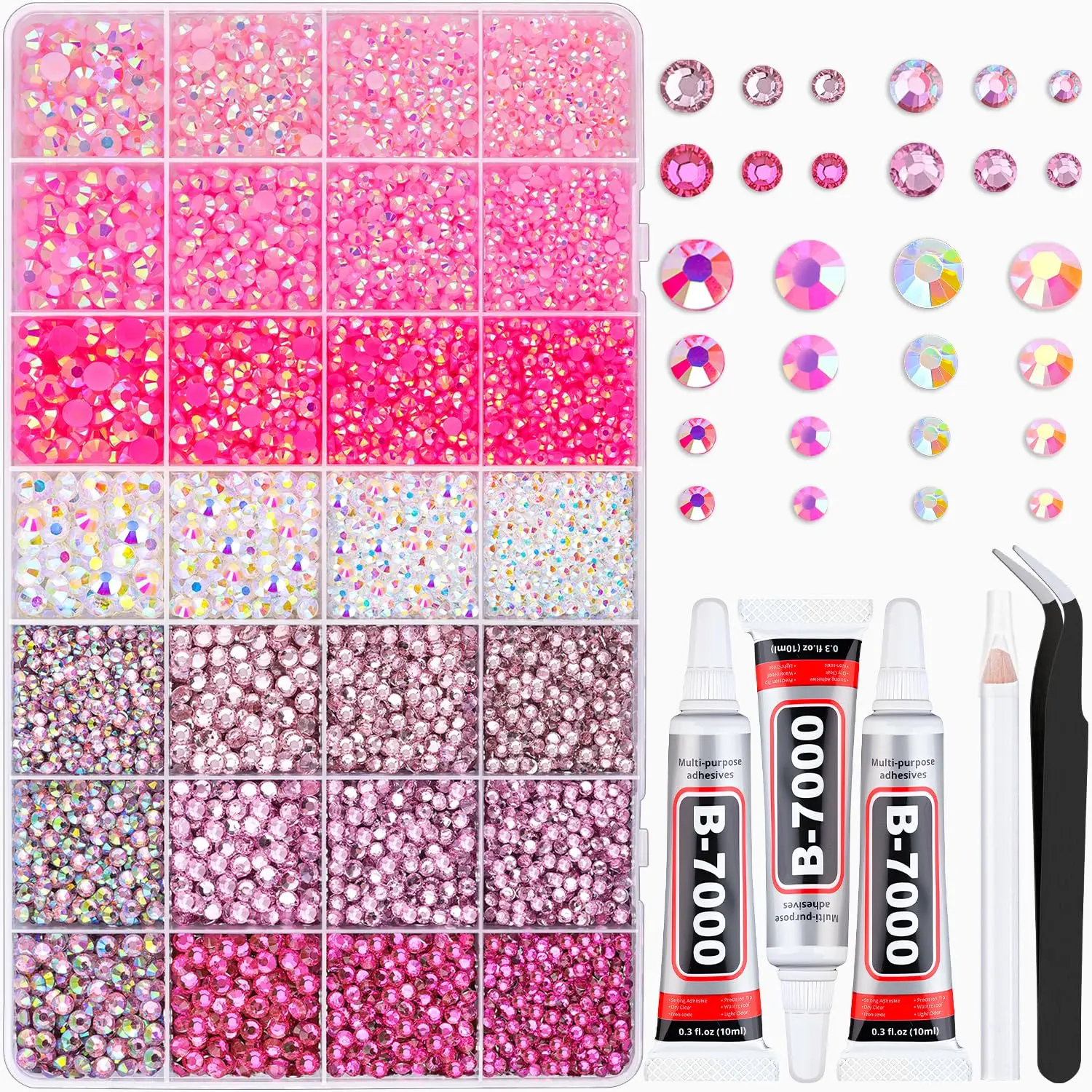HOT-20000Pcs Pink Rhinestones  - Rhinestone Nail Gem 评论和价格