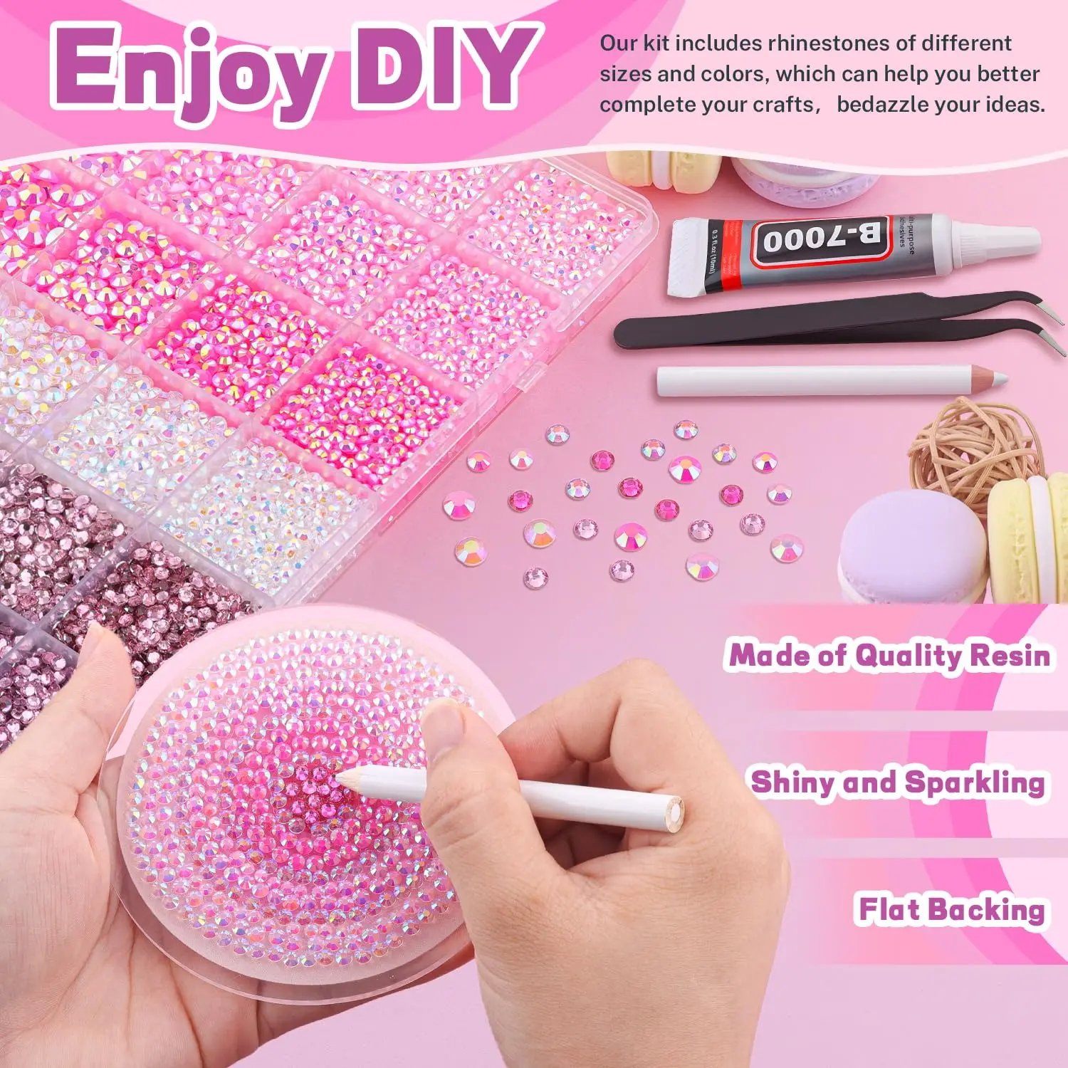 HOT-20000Pcs Pink Rhinestones  - Rhinestone Nail Gem 评论和价格