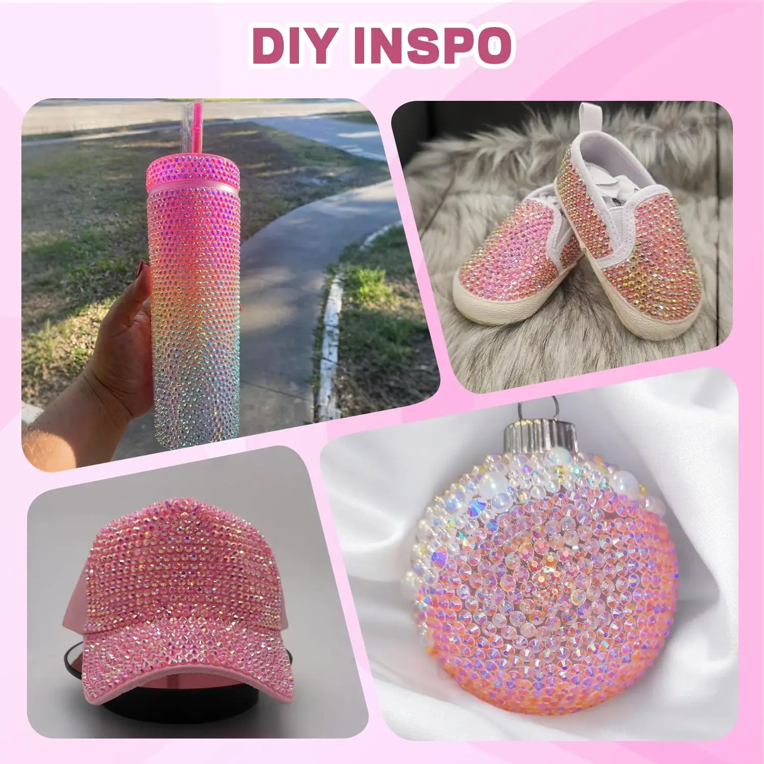 HOT-20000Pcs Pink Rhinestones  - Rhinestone Nail Gem 评论和价格