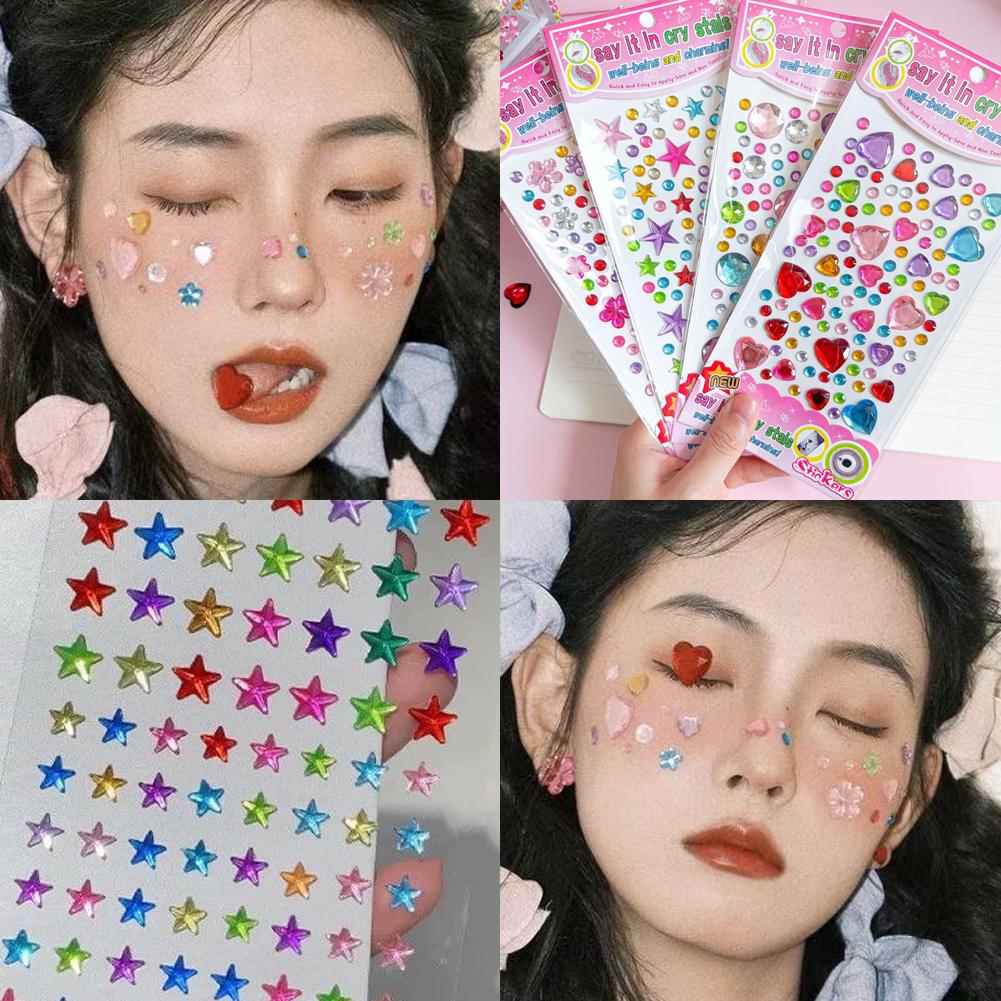 Self-Adhesive Face Rhinestones - Nail Art Nail Art 评论和价格