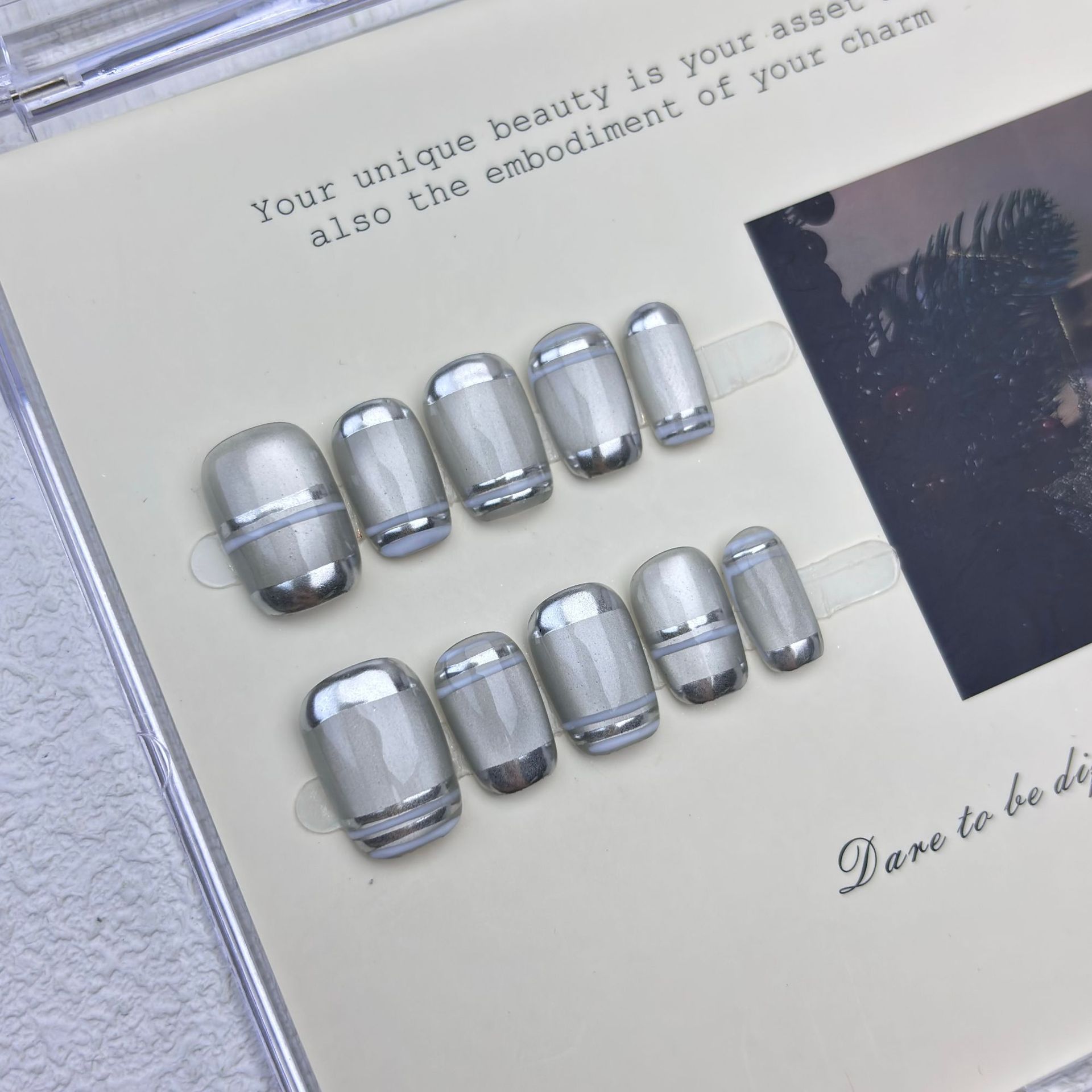 10pcs Aurora Chrome Press on N - Nail Art Glossy 评论和价格