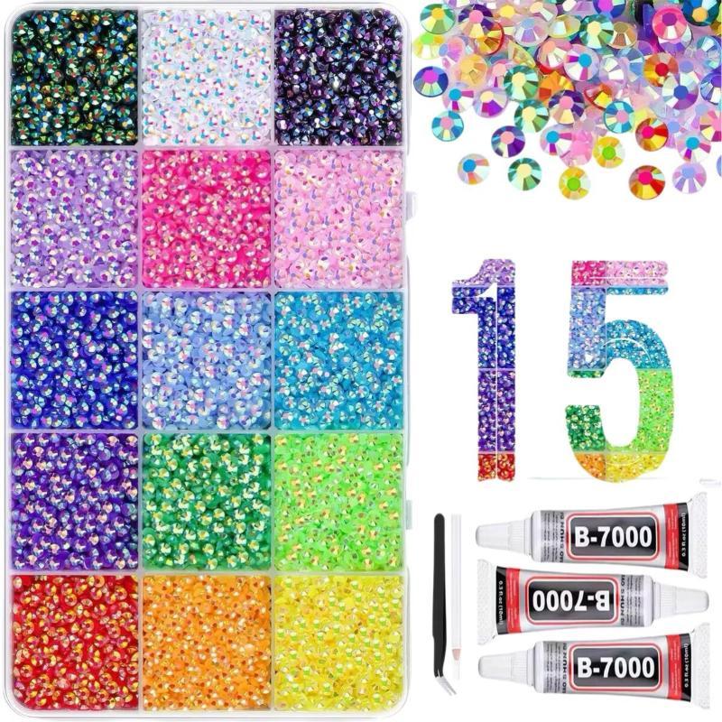 15 Colors Resin Rhinestone Bed - Rhinestone Nail Gem 评论和价格
