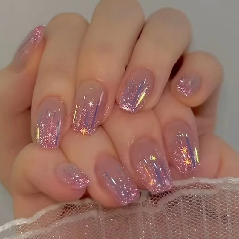 Short fake nails for women gir - Nail Art Glossy 评论和价格