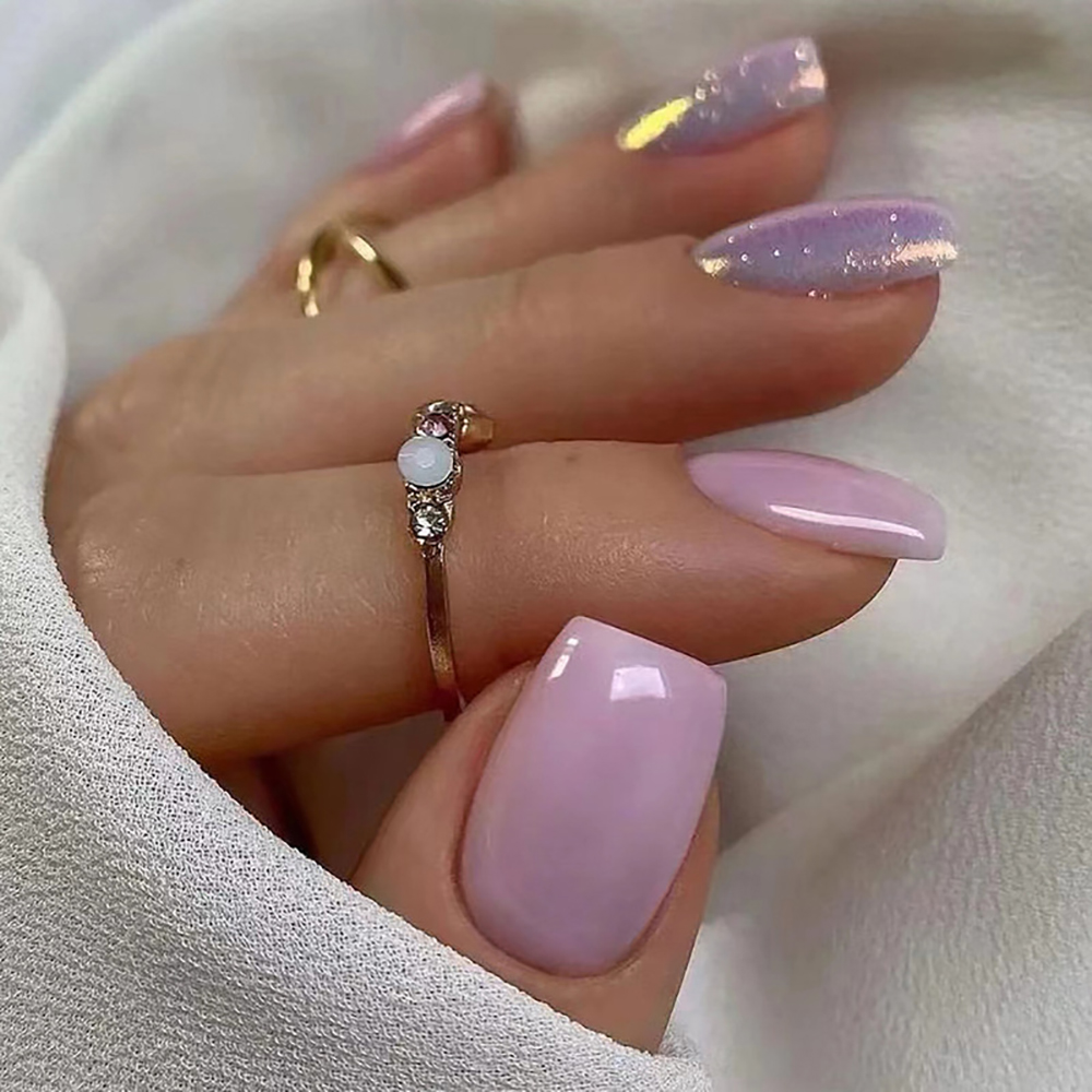 Short fake nails for women gir - Nail Art Glossy 评论和价格