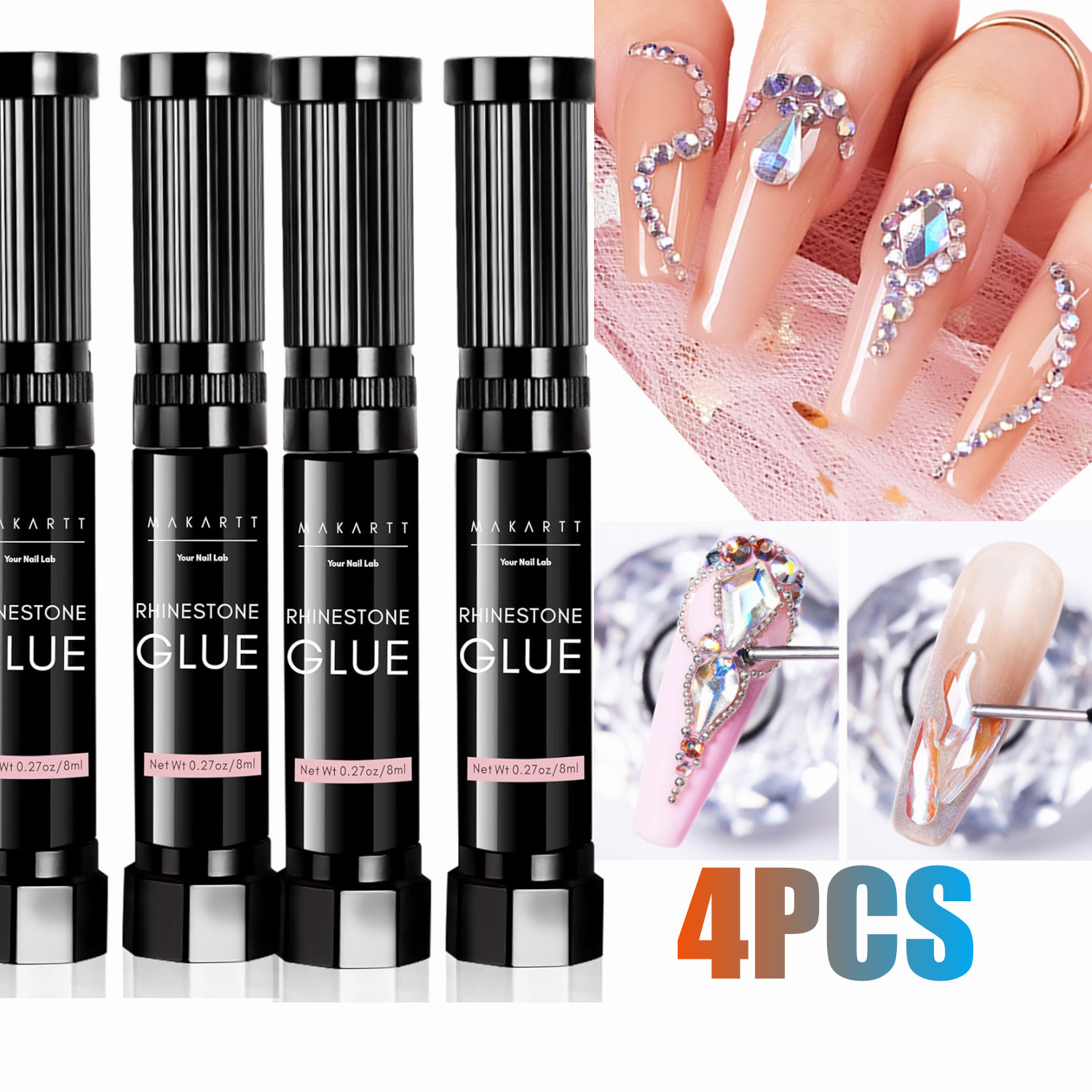4Pcs Makartt Nail Rhinestone G - Rhinestone Nail Gem 评论和价格