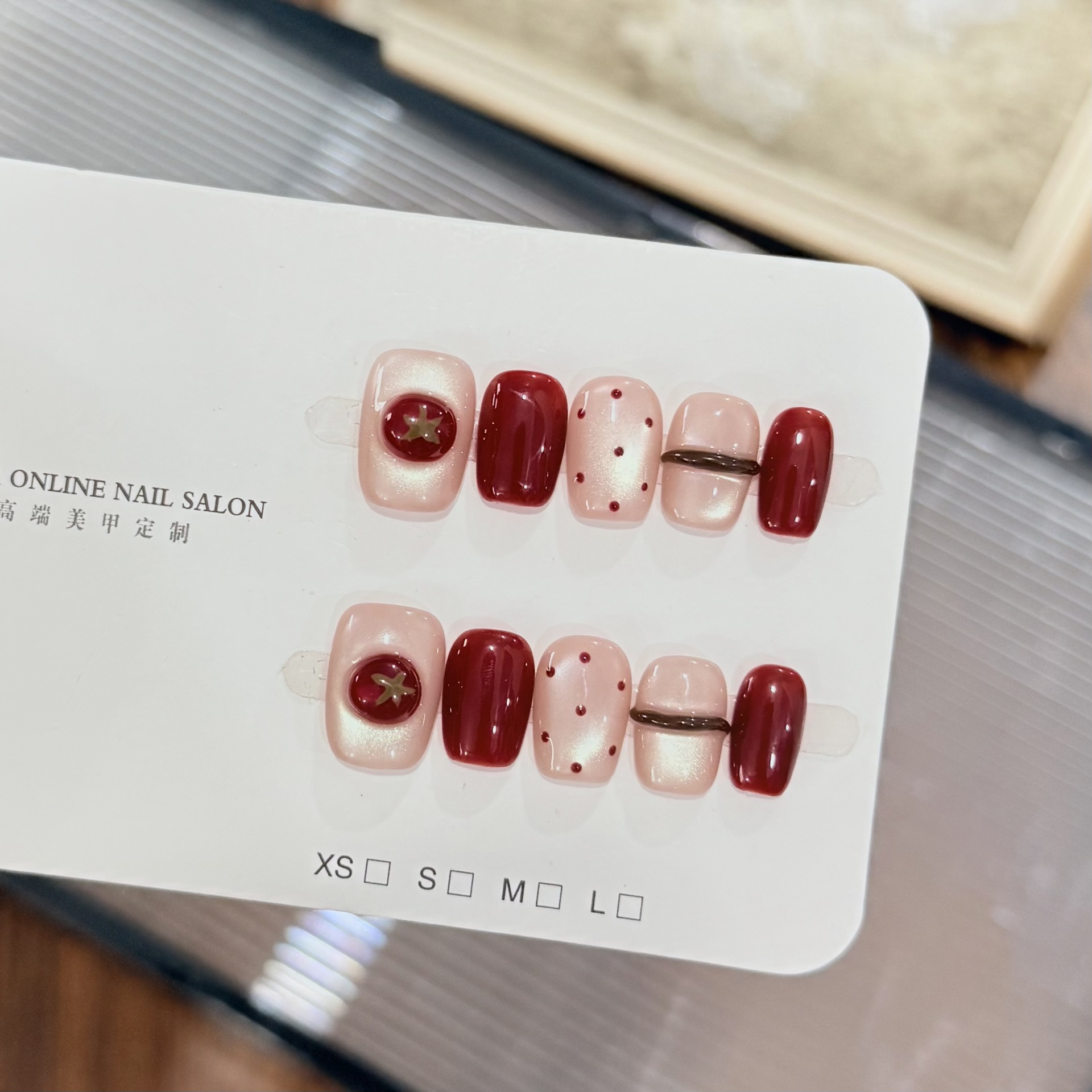 10pcs Nude Pearl Cat Eye Wine  - Nail Art Red Wine Cat Eye 评论和价格